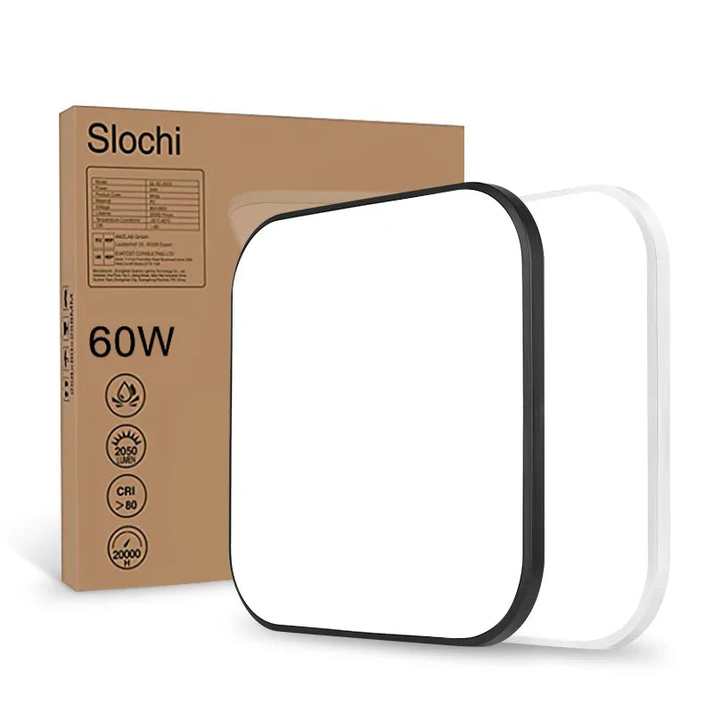 Large Modern Ceiling Lamp - 17.8-inch LED Panel Square Ceiling Light for Living Room, Bedroom, Kitchen, and Home - Powerful 60W Fixture