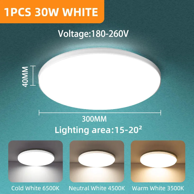 Large Modern Ceiling Lamp - 17.8-inch LED Panel Square Ceiling Light for Living Room, Bedroom, Kitchen, and Home - Powerful 60W Fixture