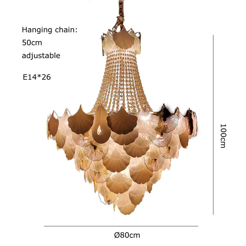 LED Art Deco Autumn Ginkgo Dimmable Hanging Lamps - Luminaire Chandelier Lighting for Dining Rooms with Lustre Suspension