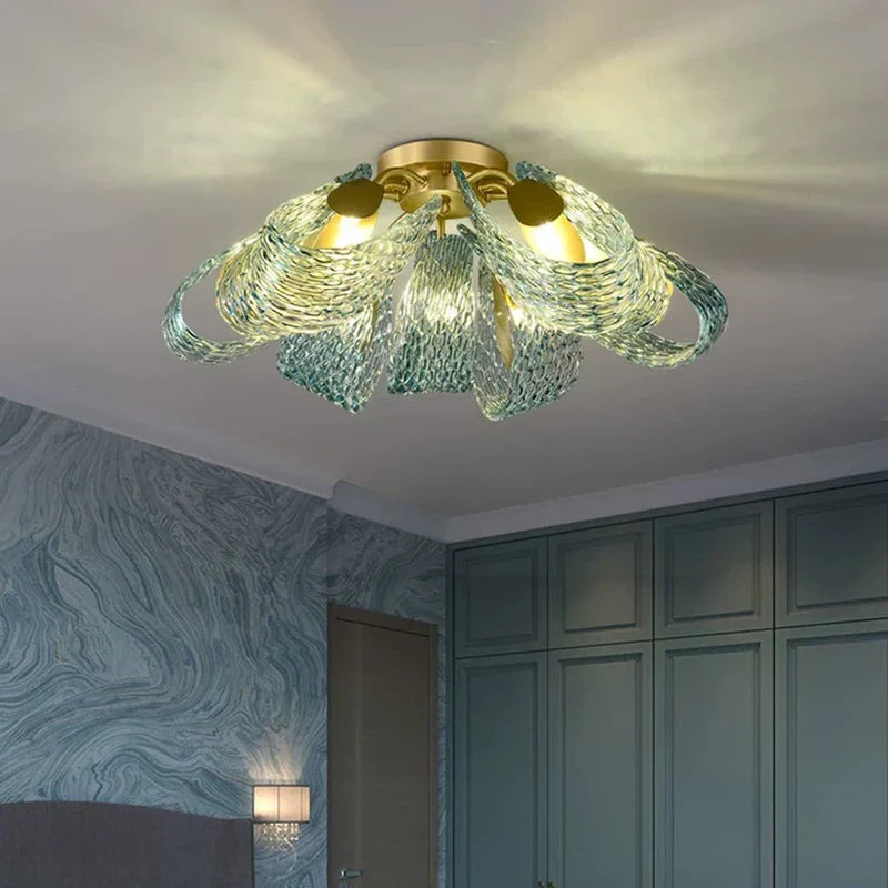 Modern Glass Decorative Ceiling Lights - Light Luxury Design in Yellow, Copper, and Blue for Bedrooms, Living Rooms, and Dining Areas