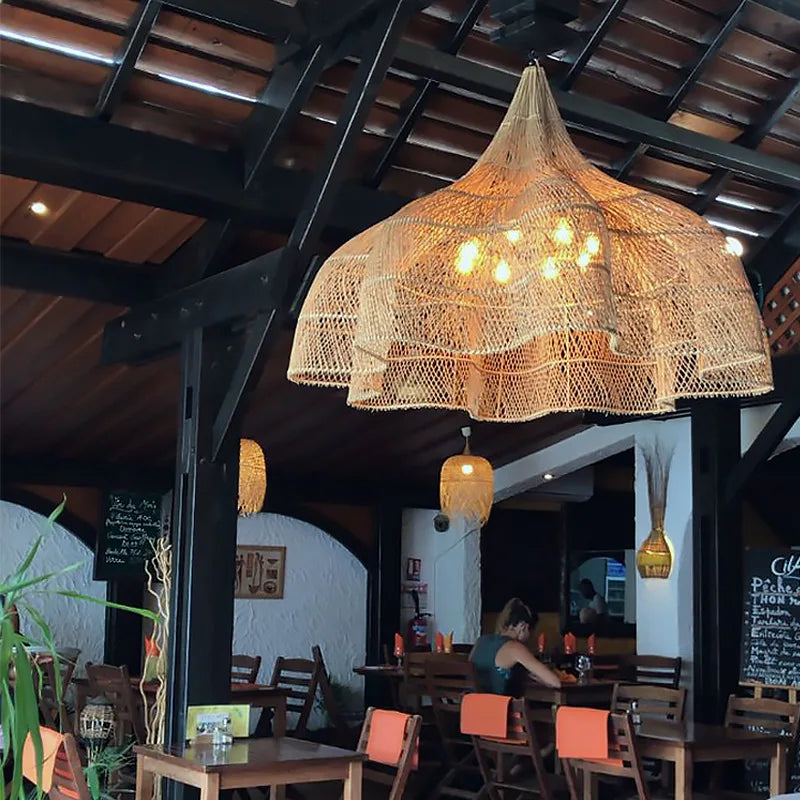 Modern Creative Art Rattan Pendant Lights - Handmade Elegance for Living Rooms, Restaurants, and Kitchen Decor