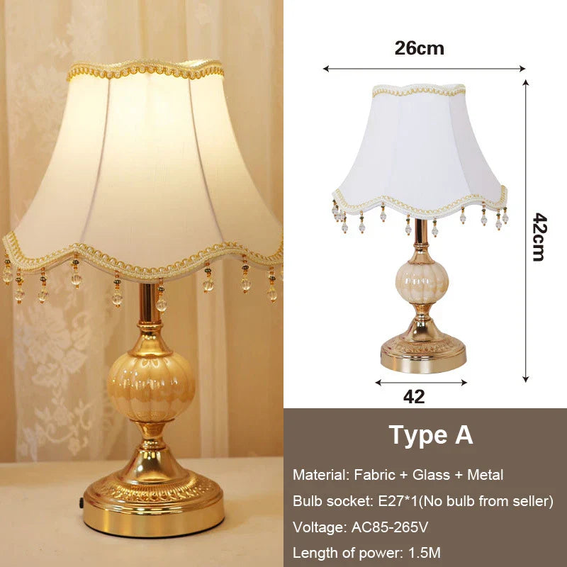 Modern European Vintage Fabric Table Lamp - Stylish Lighting for Bedroom, Living Room, and More