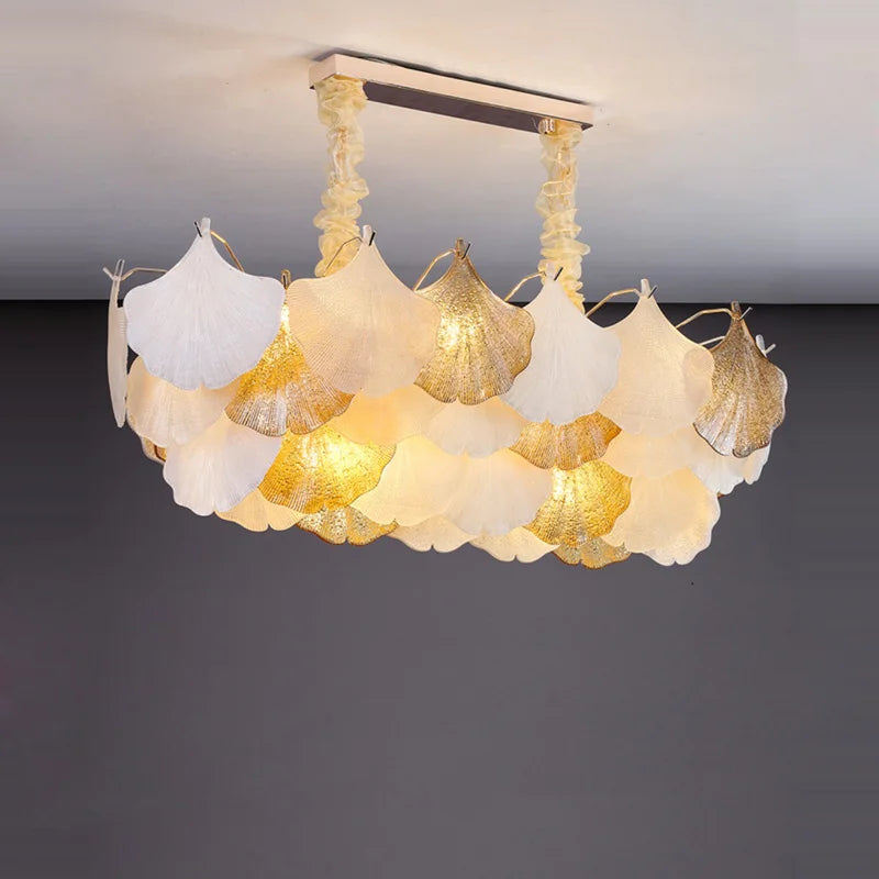 LED Art Deco Autumn Ginkgo Dimmable Hanging Lamps - Luminaire Chandelier Lighting for Dining Rooms with Lustre Suspension