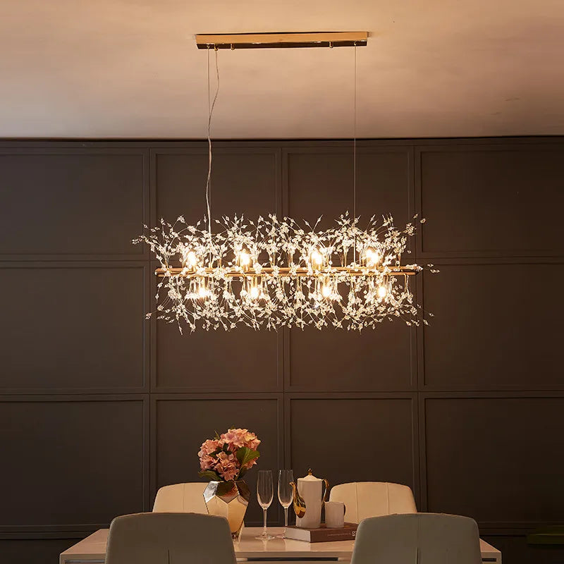 Elegant Crystal LED Chandelier - Nordic Gold and Silver Dandelion Design - Perfect for Living Rooms and Restaurant Decor