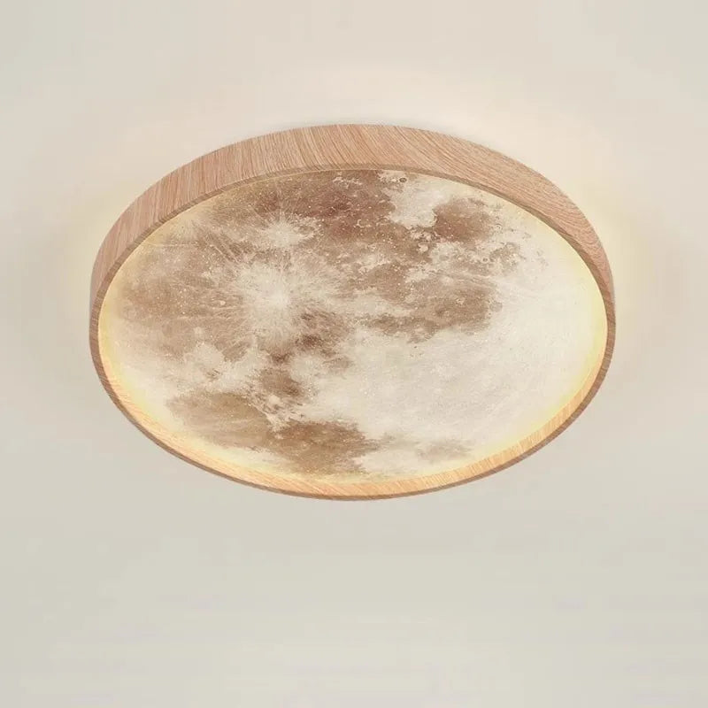 Nordic LED Ceiling Lamp - Wooden Moon Design - Ideal for Aisle, Balcony, Bedroom, Dining Room - Stylish Home Indoor Lighting Fixture