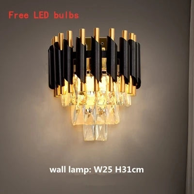 Modern LED Luxury Black Gold Crystal Chandeliers - Elegant Indoor Lighting Fixture for Living and Dining Rooms