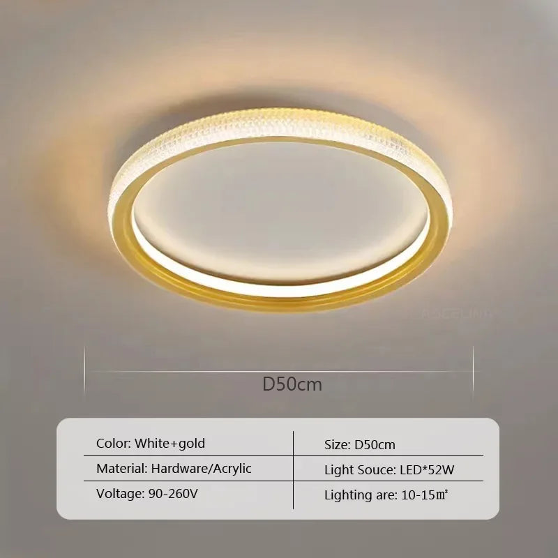 Nordic Gold Ceiling Light - Round/Square LED Ceiling Lamps - Ideal for Study, Living Room, Dining Room - Luxurious Room Lighting Lustre for Home Decor