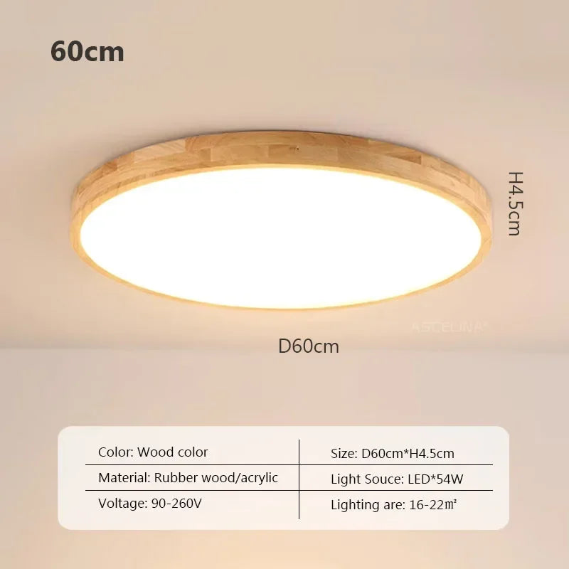 LED Ultra-thin Ceiling Lamp - Nordic Wooden Decorative Lamp - Perfect for Bedroom, Living Rooms, Balcony, and Corridor - Modern Iron and Acrylic Lighting Fixture