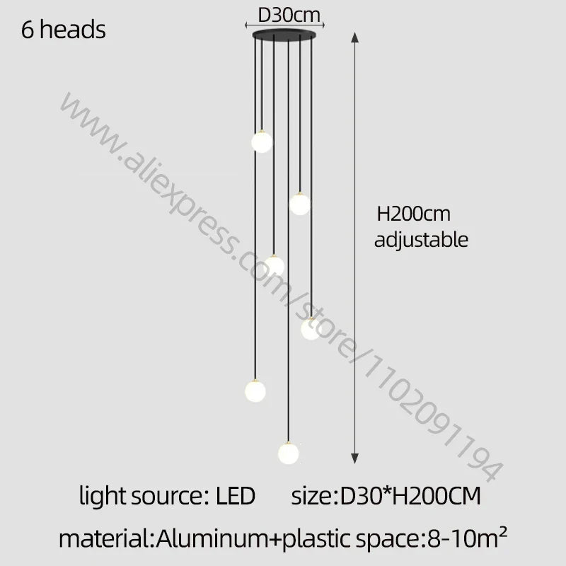 Elegant LED Staircase Chandelier - Illuminate Your Duplex Apartment with Modern Luxury