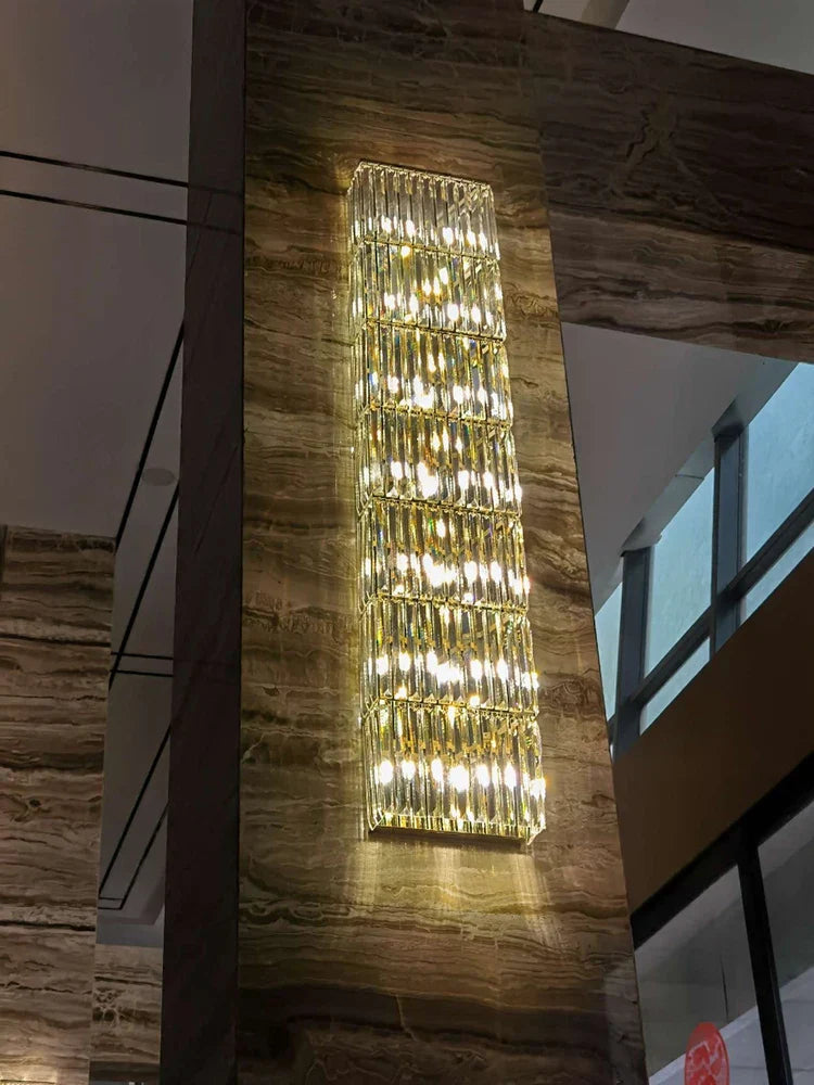 Riley - Luxury Rectangle Crystal Wall Silve Lamp For Department Aisle Corridor Bedroom Sconce TV Background Wall LED Decorative Lighting