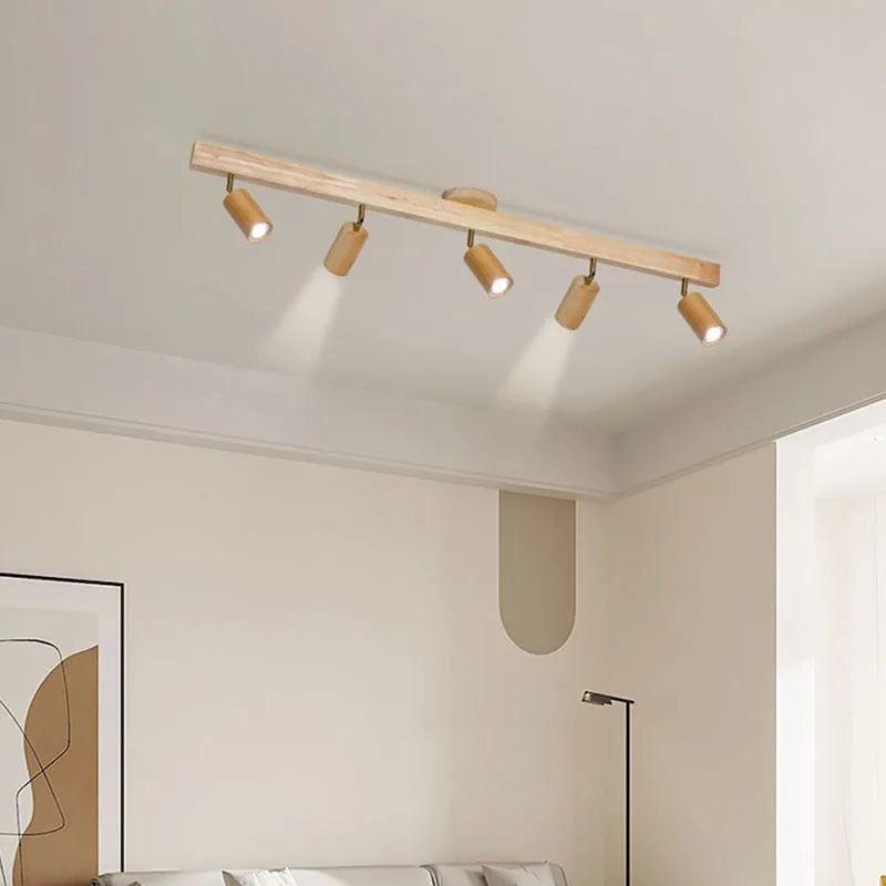 Rotatable Wooden Ceiling Lights - Adjustable Spotlight for Living Room, Bedroom, Dining Room, and Cloakroom