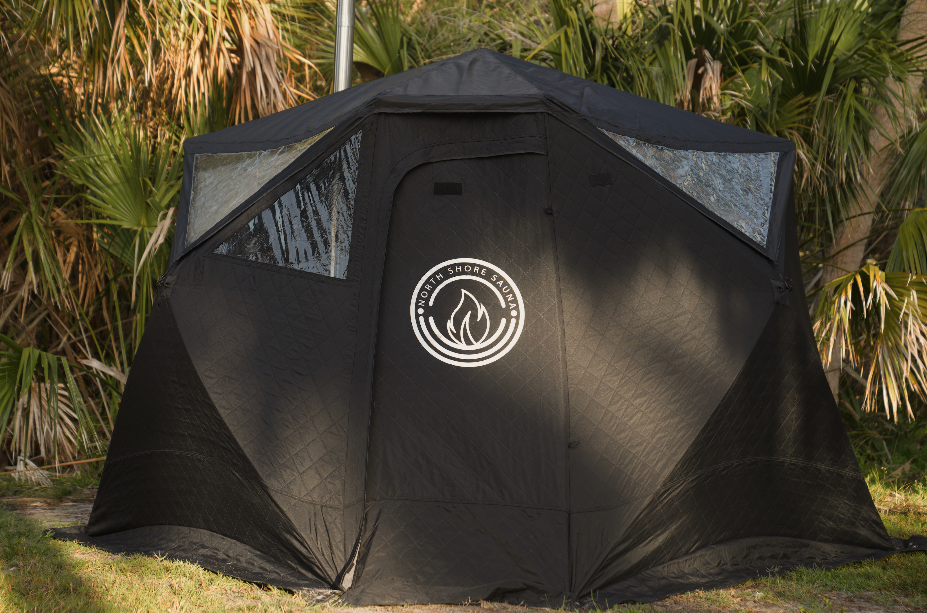 North Shore Sauna Nova 6 | 6-Person Portable Wood-Fired Sauna Tent | 200°F+ in 30 Minutes | 7.5'×9' Interior | Double Bench Capacity | All-Weather Group Sauna