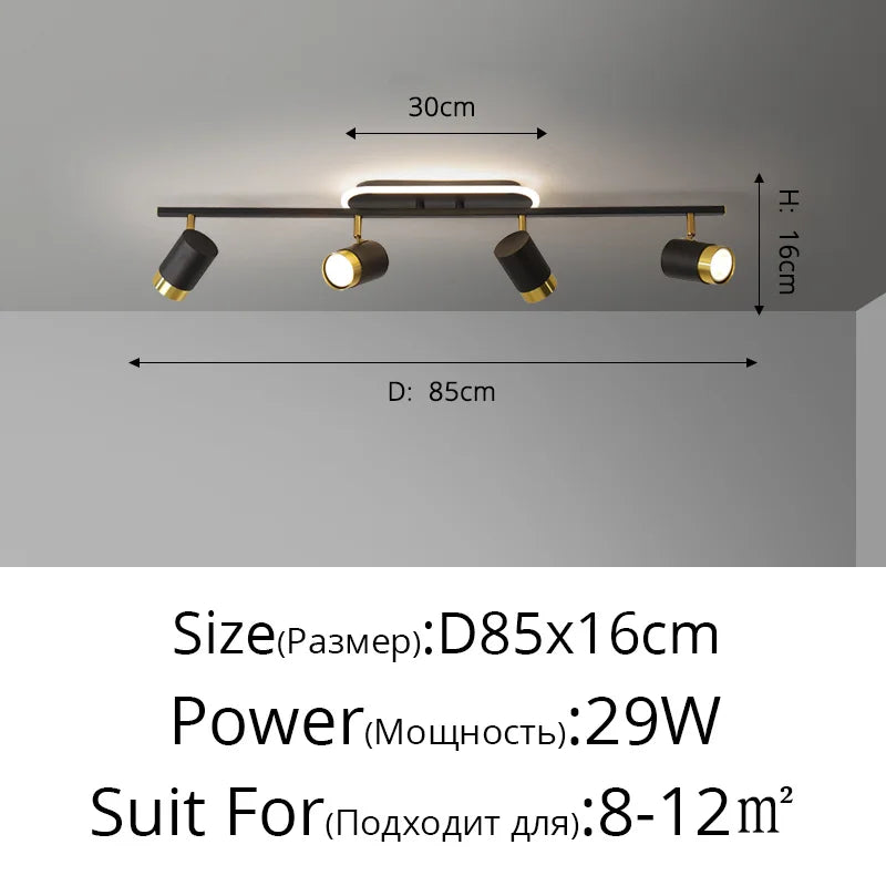 Corridor LED Chandelier With Spotlights - Nordic Strip Ceiling Lamp - Perfect for Living Room, Bedroom, Balcony - Home Decor Lighting Fixtures
