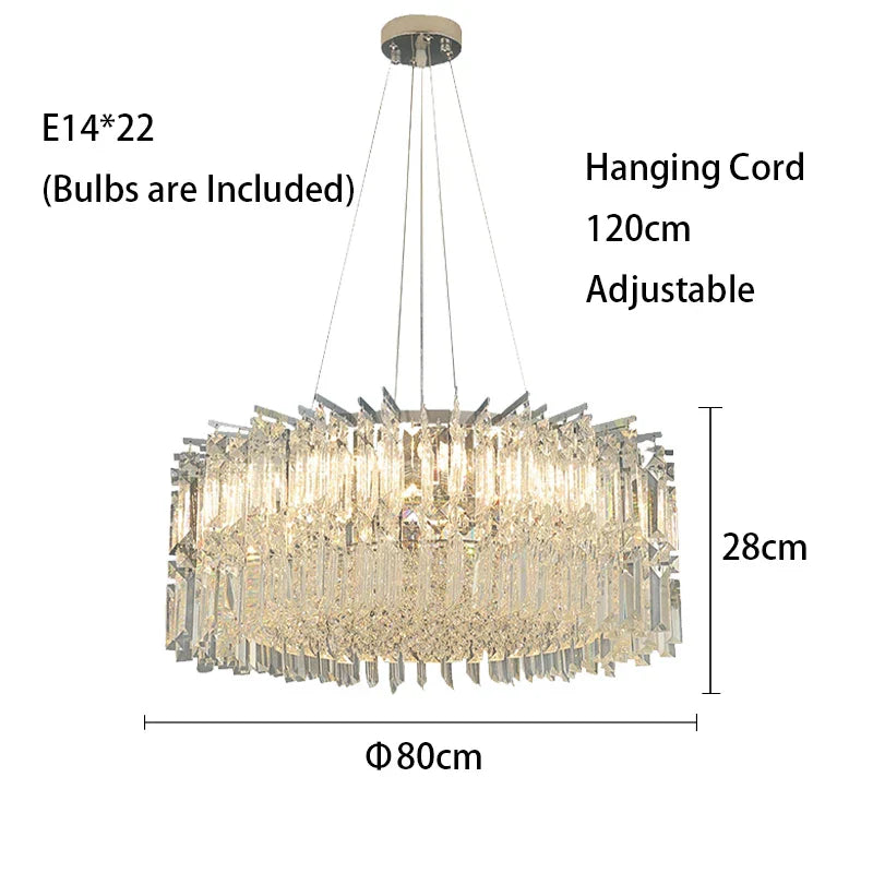 Elegant Modern Crystal Chrome Chandelier - A Luxury Glossy Fixture for Living Rooms, Bedrooms, and Dining Room Decor