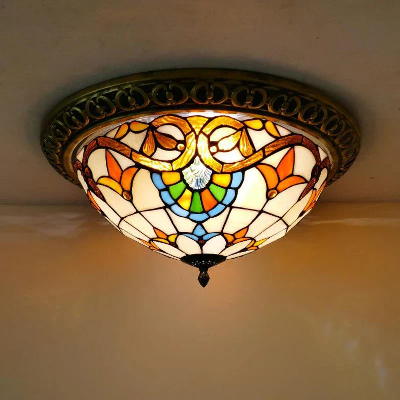 Vintage Turkish Tiffany Ceiling Lights - Artistic Elegance for Living Rooms and Bedrooms