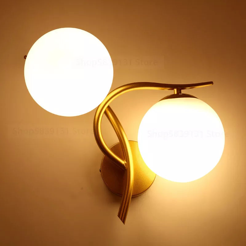Nordic Modern Iron Wall Lamps - LED Bedroom Bed Lamp with Glass Ball Decor - Indoor Wall Lights for Learning, Corridor, and Room Decor