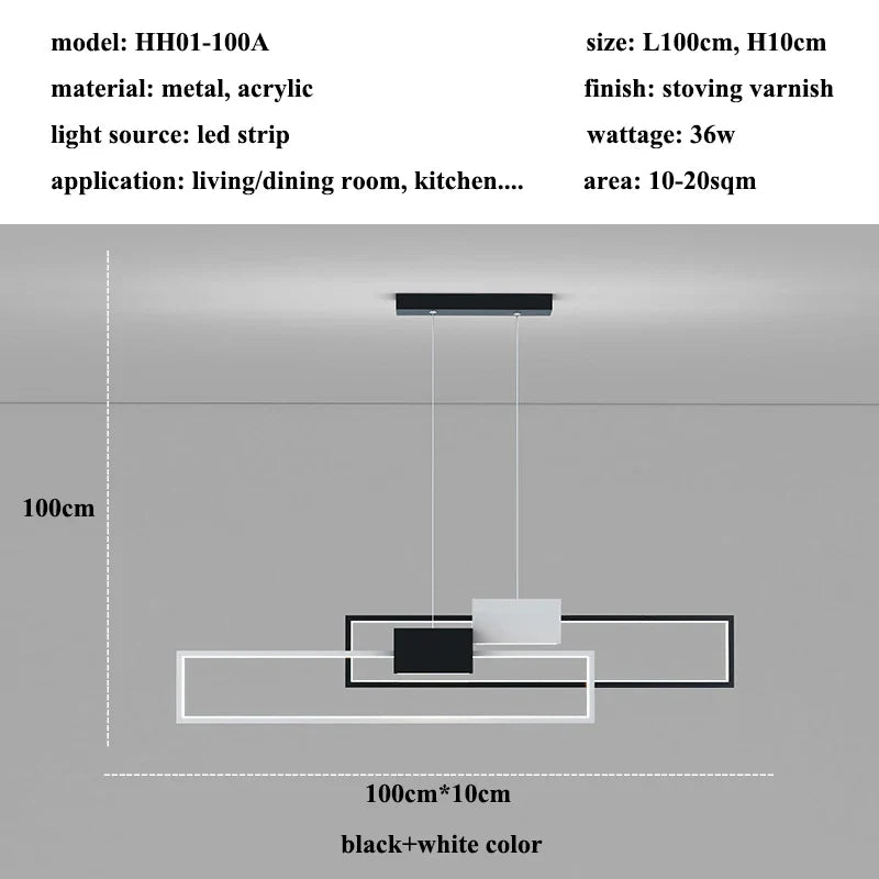 Sleek LED Rectangular Pendant Lights - Contemporary Lighting for Living, Dining, Kitchen, and More