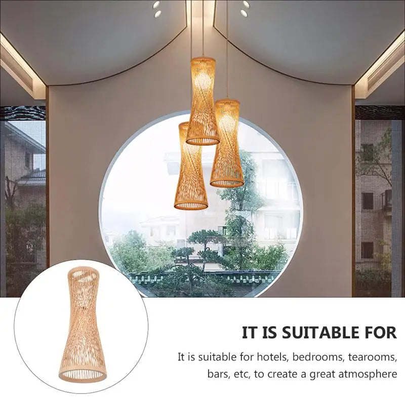 Asian-Inspired Rattan Woven Bamboo Chandelier - Artistic Ceiling Lamp for Home, Cafe, and Restaurant Decor