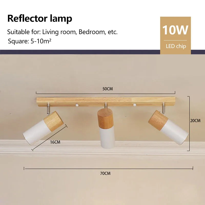 Rotatable Wooden Ceiling Lights - Adjustable Spotlight for Living Room, Bedroom, Dining Room, and Cloakroom