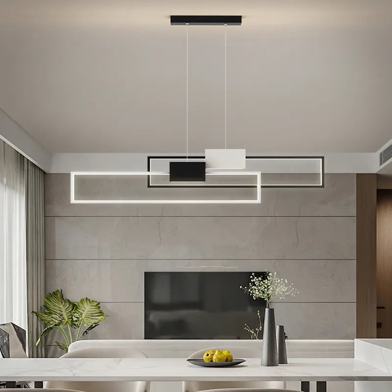 Sleek LED Rectangular Pendant Lights - Contemporary Lighting for Living, Dining, Kitchen, and More
