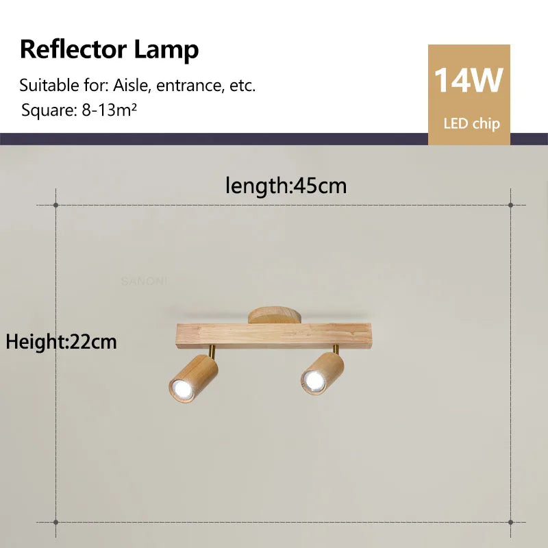 Rotatable Wooden Ceiling Lights - Adjustable Spotlight for Living Room, Bedroom, Dining Room, and Cloakroom