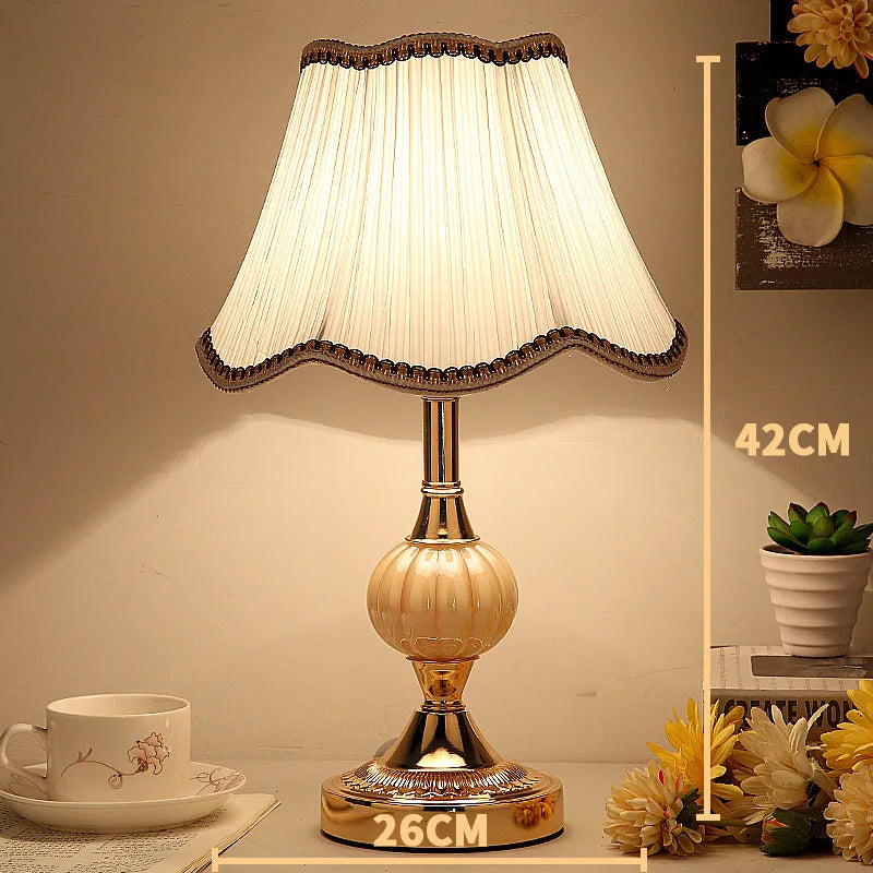 European-Style Glass Desk Lamp - Nordic Bedroom Bedside Lamp with Modern Retro Wrought Iron Design