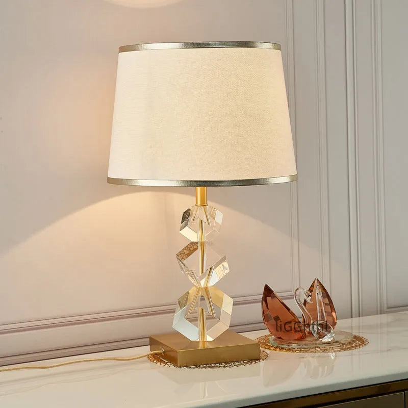 Contemporary Crystal LED Table Lamp - Vintage Elegance for Bedroom and Living Room Decor
