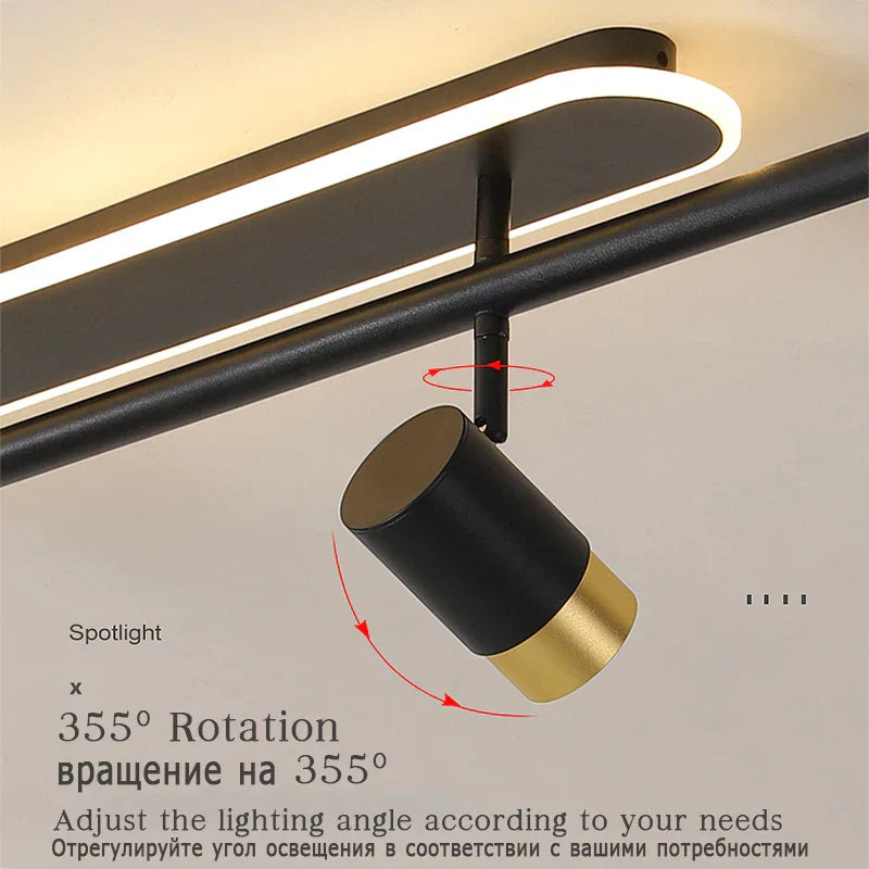 Corridor LED Chandelier With Spotlights - Nordic Strip Ceiling Lamp - Perfect for Living Room, Bedroom, Balcony - Home Decor Lighting Fixtures