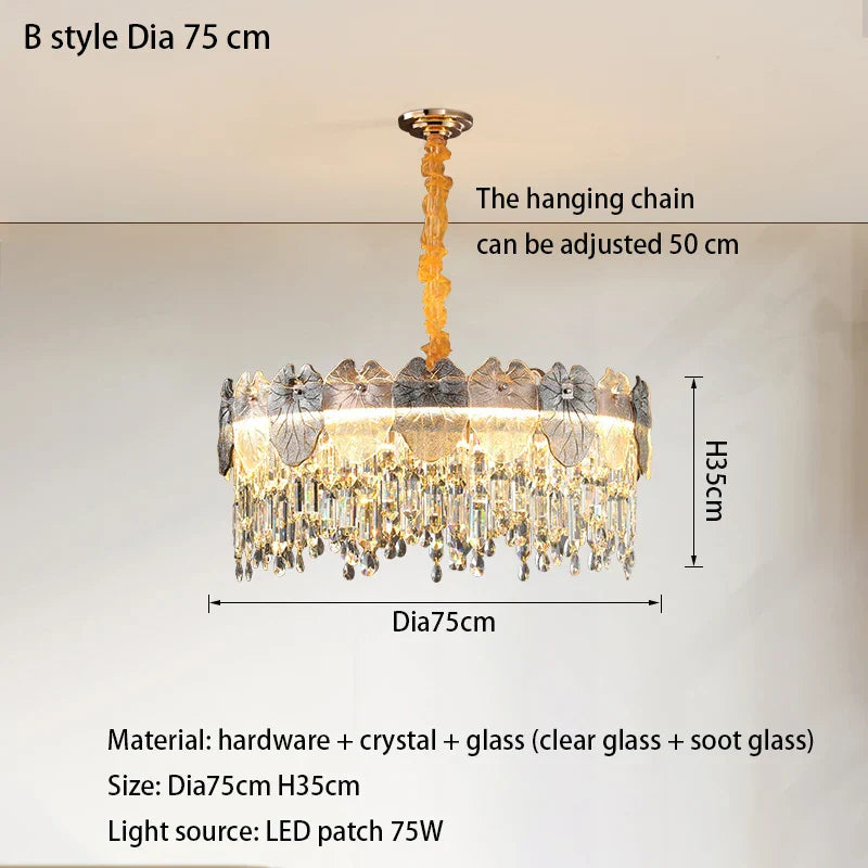 New Modern LED Pendant Lamp - Gold Luxury Round Crystal Ceiling Chandelier for Living Rooms, Bedrooms, Dining Rooms, and Kitchens