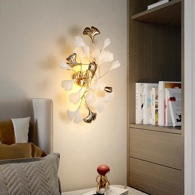 Nordic Wall Lamp - Ginkgo Leaf Design for Guest Rooms, Bedrooms, Kitchens, Restaurants, and Home Decoration