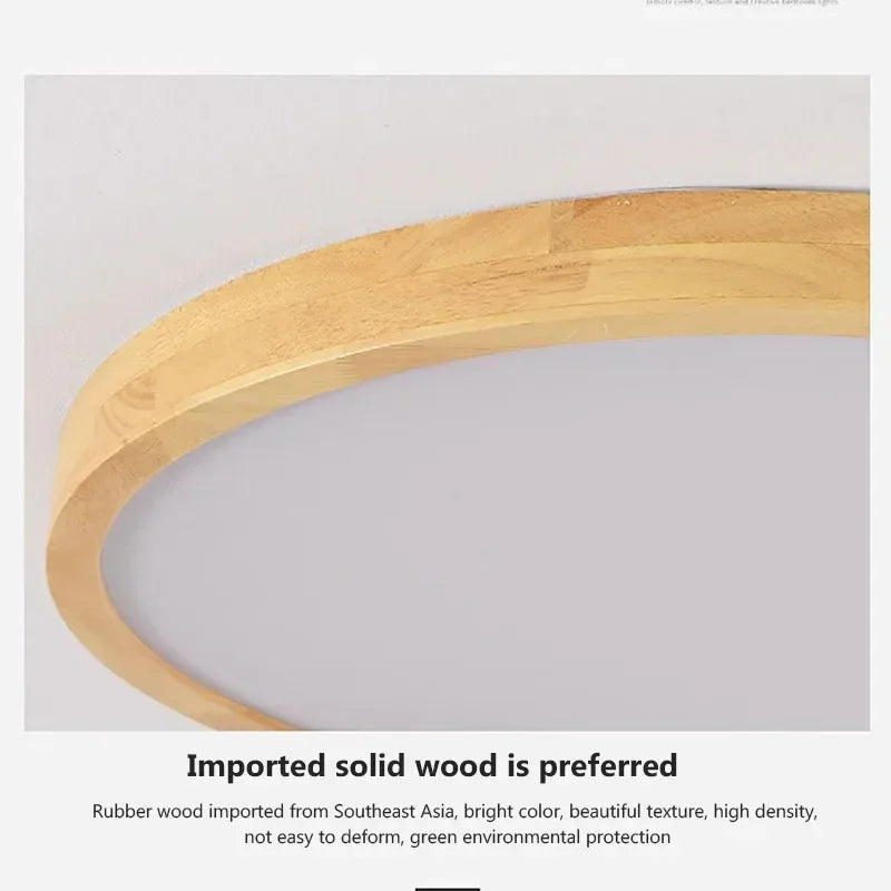 LED Ultra-thin Ceiling Lamp - Nordic Wooden Decorative Lamp - Perfect for Bedroom, Living Rooms, Balcony, and Corridor - Modern Iron and Acrylic Lighting Fixture