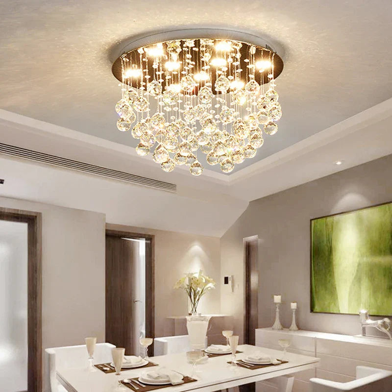 Modern LED Crystal Ball Rectangle Ceiling Lights - Contemporary Elegance for Living Rooms and Beyond