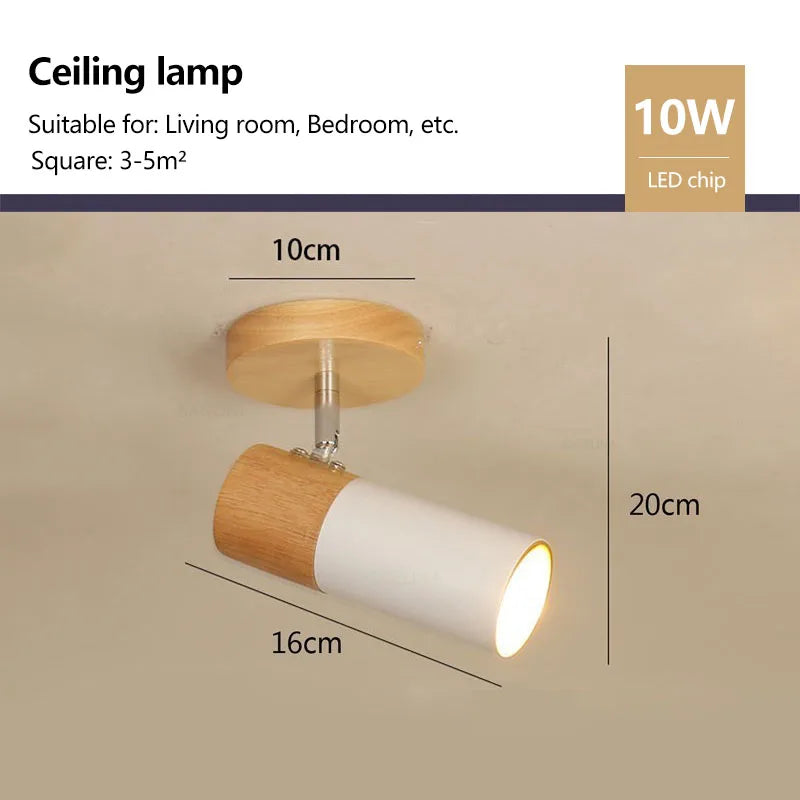 Rotatable Wooden Ceiling Lights - Adjustable Spotlight for Living Room, Bedroom, Dining Room, and Cloakroom