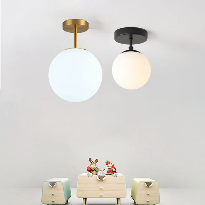 Modern Round Glass Ball Ceiling Lamp - Aisle and Corridor Surface Mounted Decor Ceiling Lights with Milky Frosted Glass Cover (G9/E27)