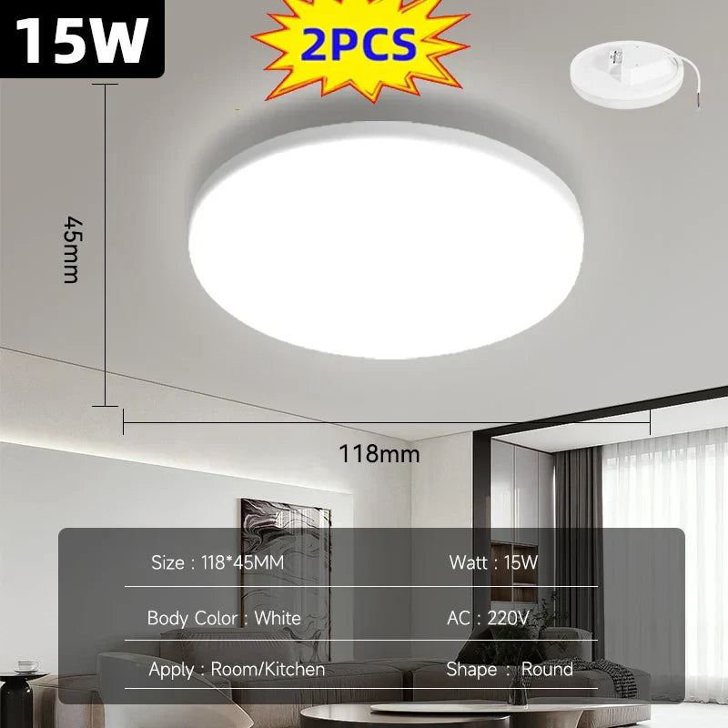 Round LED Ceiling Lights - Modern Ceiling Lamp for Living Room, Bedroom, Kitchen, Balcony, and Corridor - Available in 15W, 20W, 30W, and 50W
