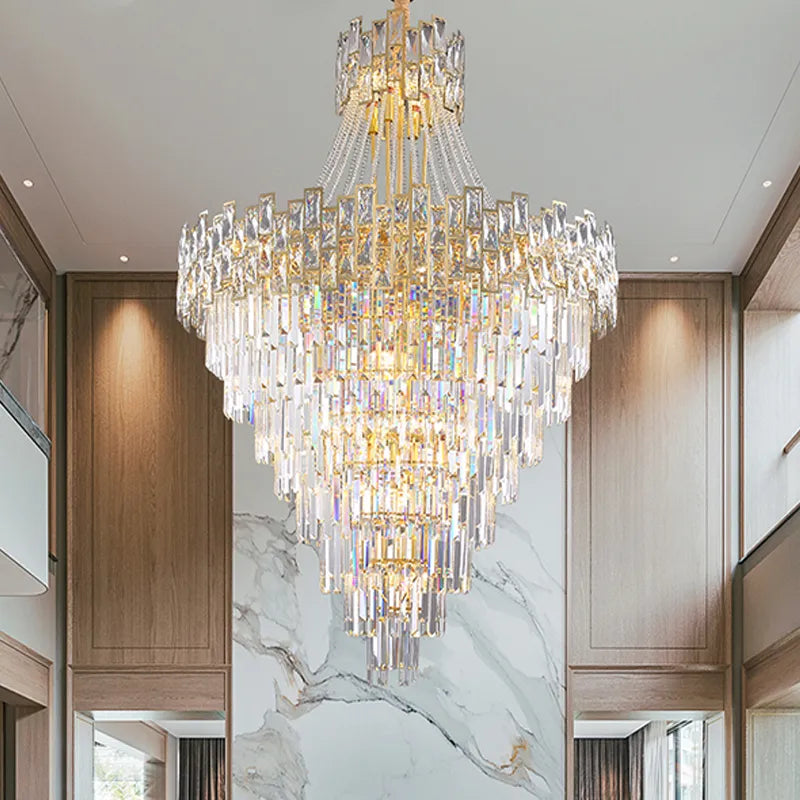 Modern Luxury Glass Crystal Chandelier - Hotel-Grade Decorative Lighting with LED Dimming