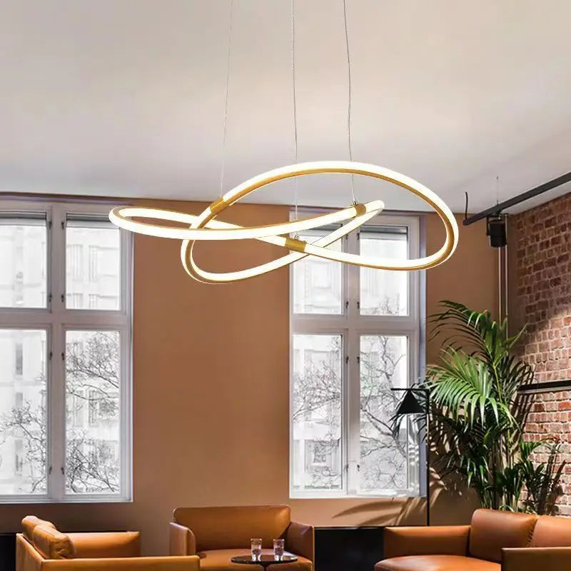 Modern Pendant Light with Remote Dimmable Control - Elegant Living Room Chandeliers with LED Luminaire