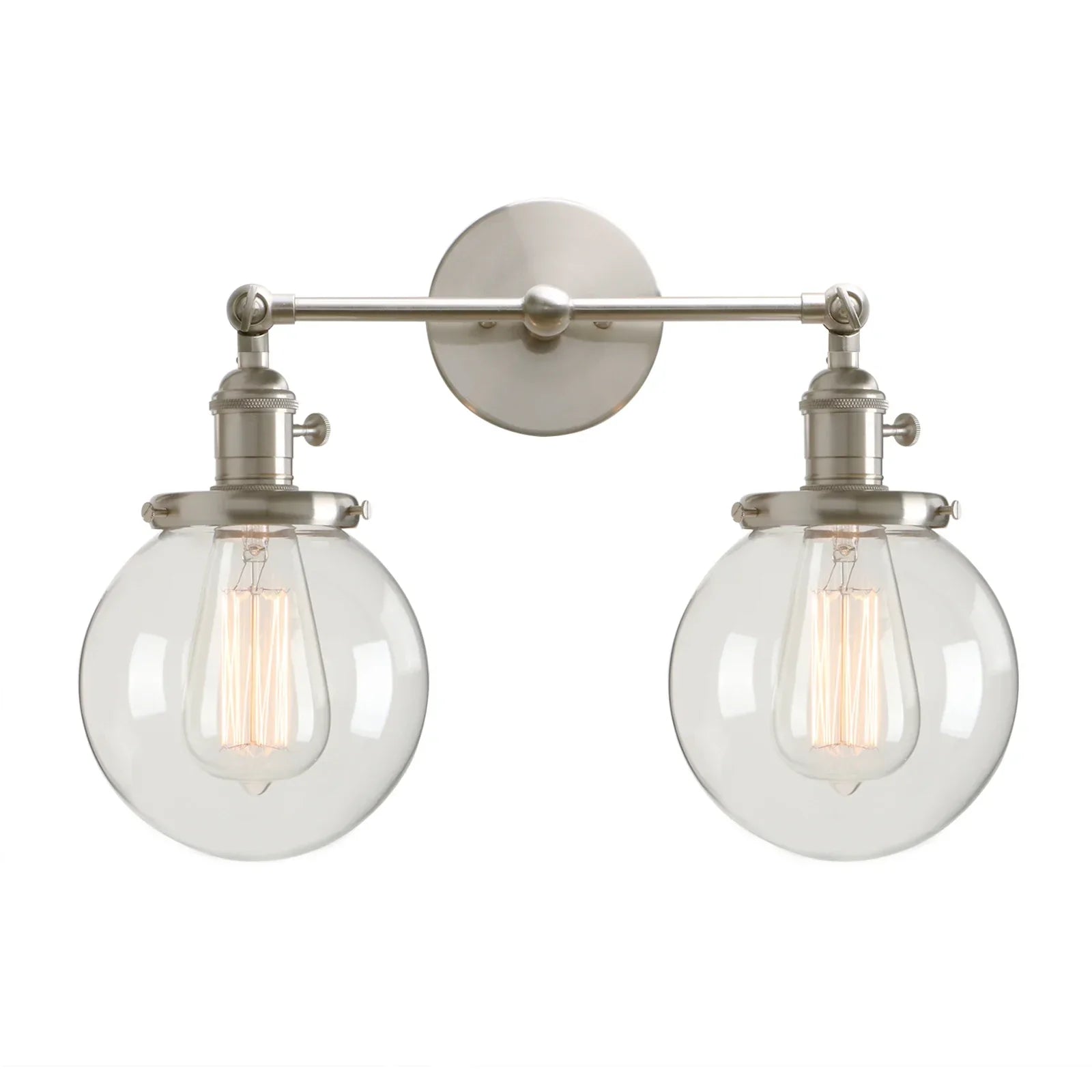 Phansthy Vintage 2 Light Wall Sconce - Industrial Wall Light with Dual 5.9 Inches Globe Glass Lampshades