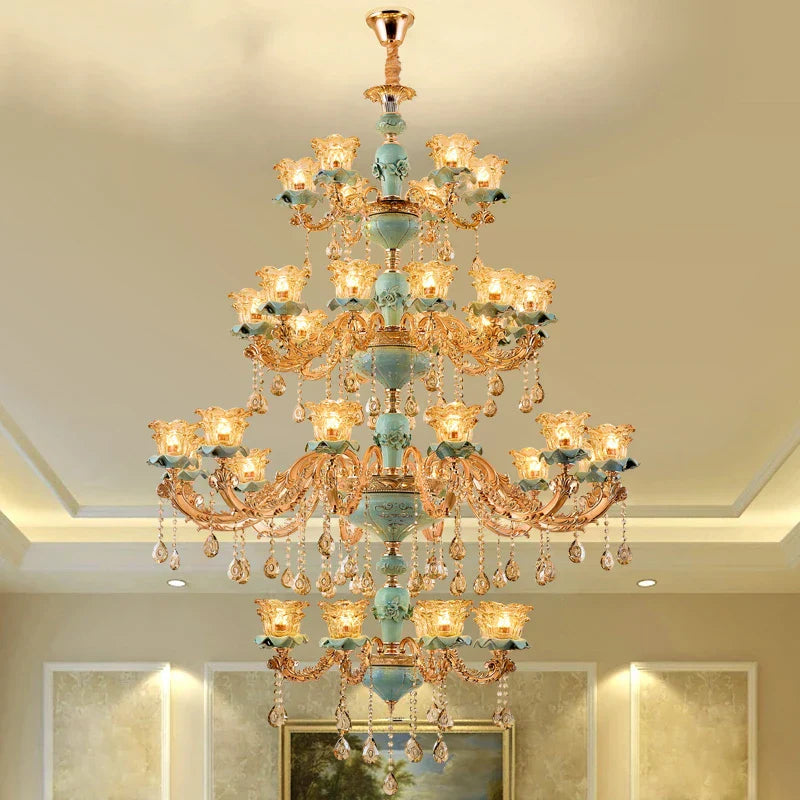 European-Style Duplex Building Chandelier - Elegance for Living Rooms, Hotels, and Ceramic Staircases