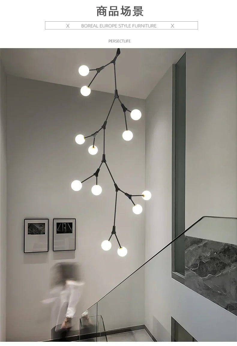 Contemporary Rotating Stair Light Chandelier - Luxury Lighting for Your Living Space