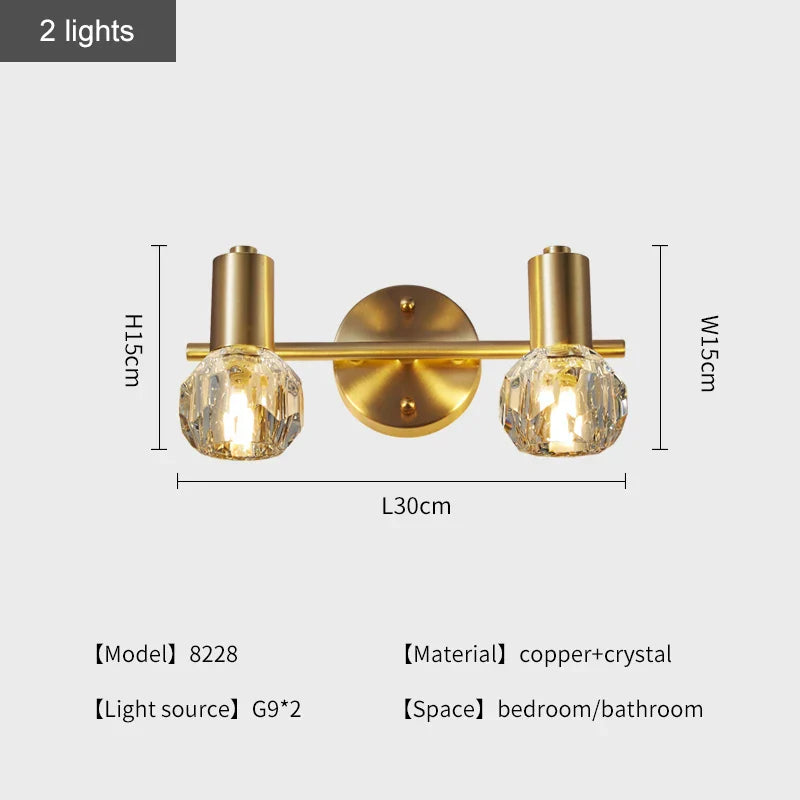 Adjustable Copper Vanity Lamp - Modern LED Mirror Light for Bedroom and Bathroom