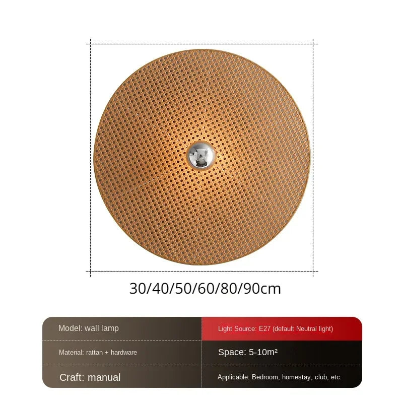 Tan Wall Lamp - Classic Japanese Bamboo Lamp for Timeless Home and Restaurant Lighting