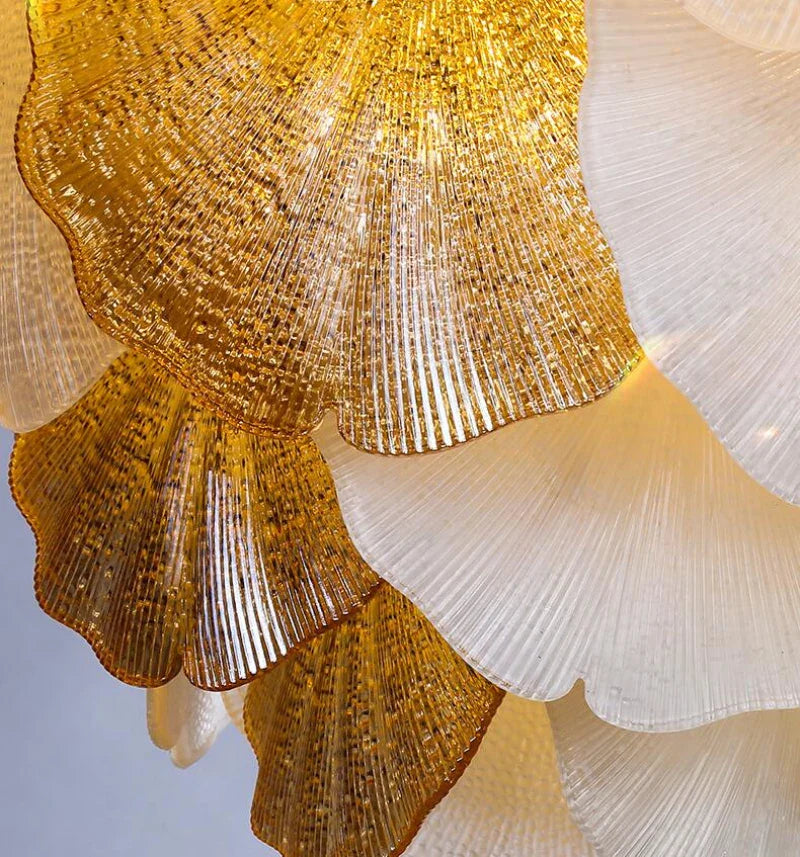Modern LED Ginkgo Leaves Ceiling Chandelier - Elegant French Glass Lustre Decor Light