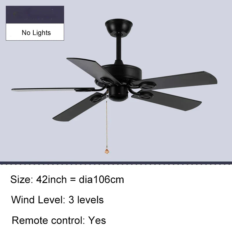 Black Ceiling Fans with Lights Remote Industrial Vintage Black Postmodern Fan lamp for Kitchen Island Dining Room Foyer Bar