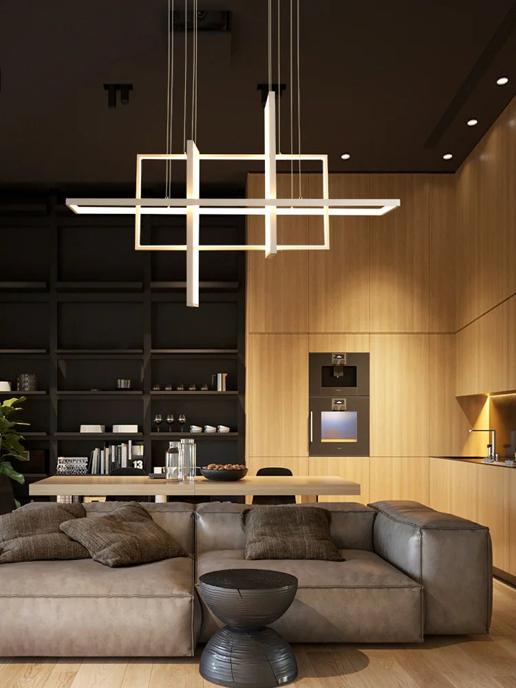 Sleek LED Rectangular Chandelier Light - Perfect for Kitchen, Dining, Living Room, and Bedroom Decor