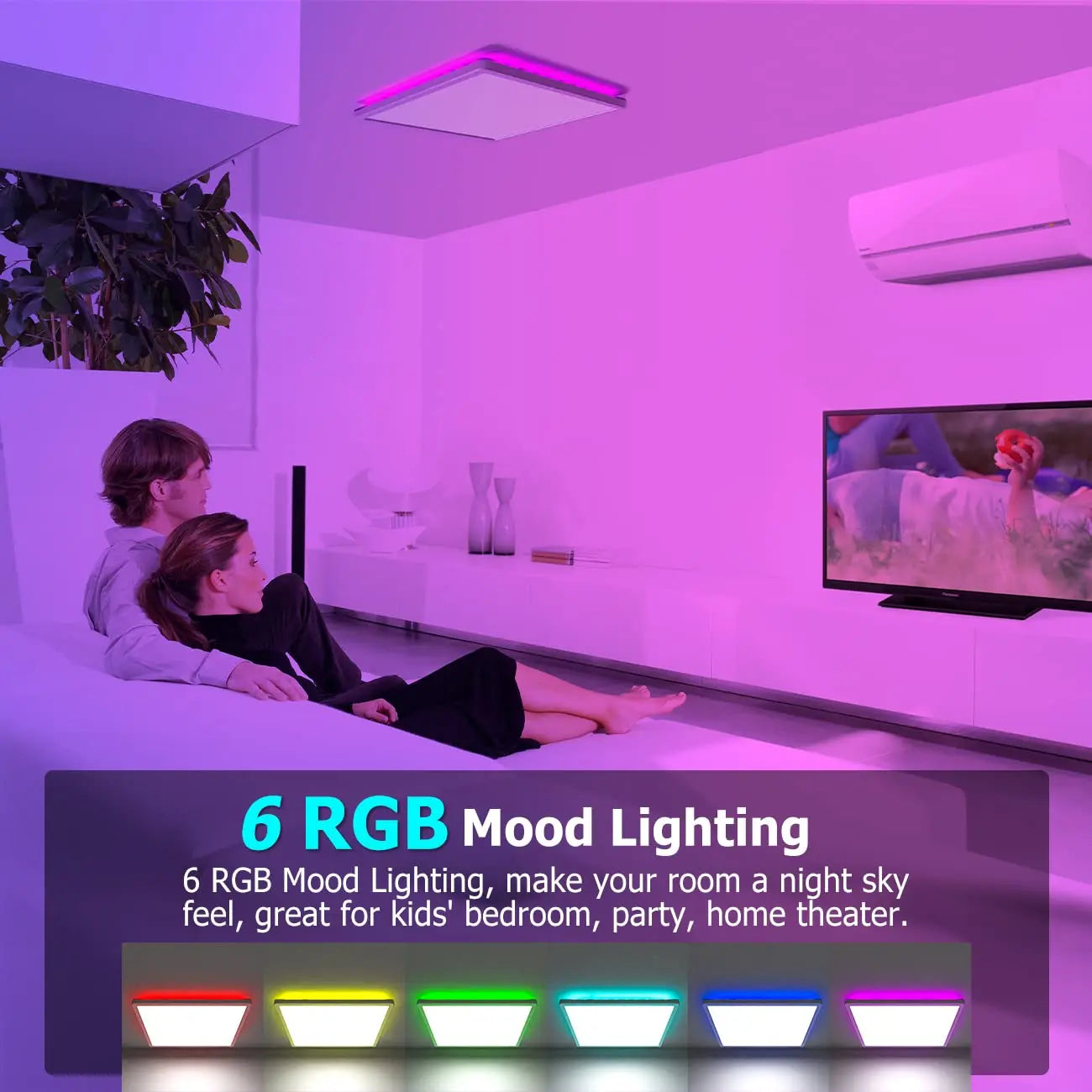 Smart LED Ceiling Lamp with Dimmable App Control - Modern Square Ceiling Light for Kitchen, Living Room, and More