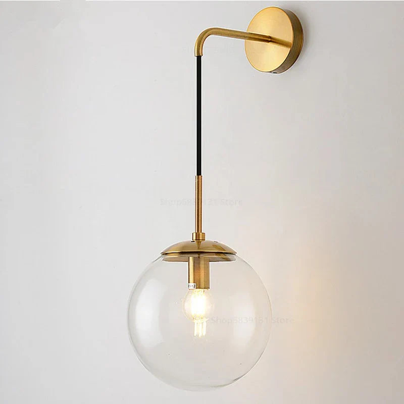 Nordic Modern Vintage Wall Lamps - LED Glass Ball Mirror Beside Bedroom Light for Living Room Decoration, Wall Lights for Home Fixtures