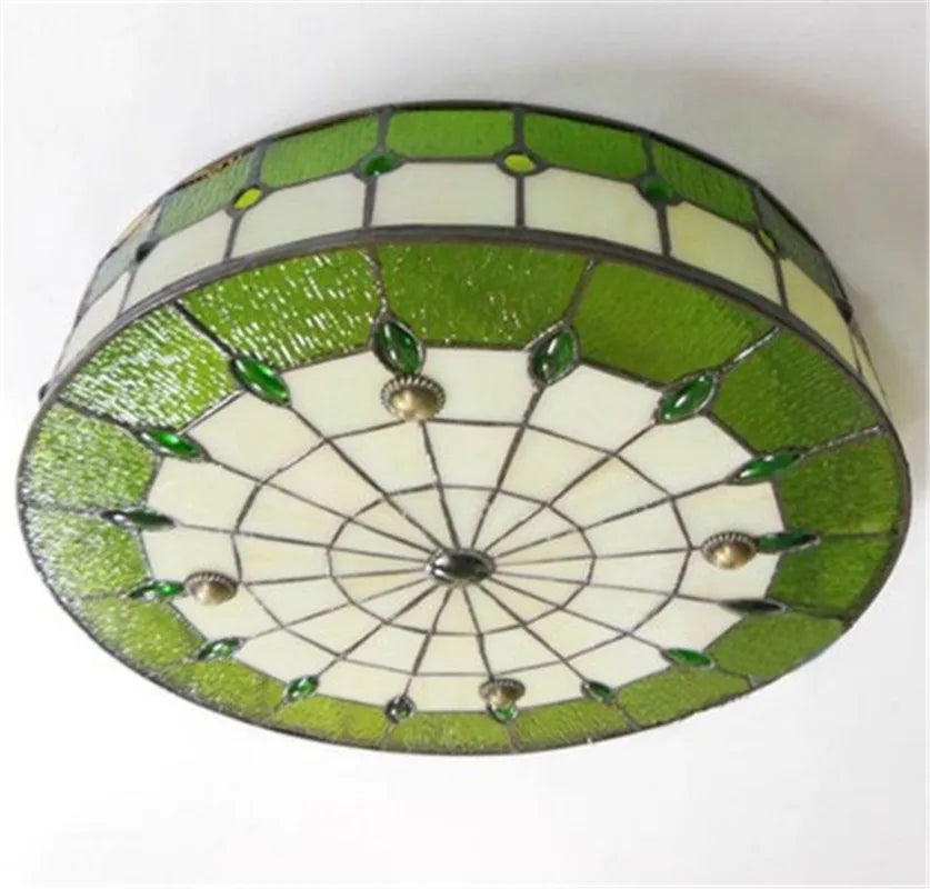 Vintage Mediterranean Tiffany Stained Glass Ceiling Lights - Elegance for Living, Dining, and Bedrooms
