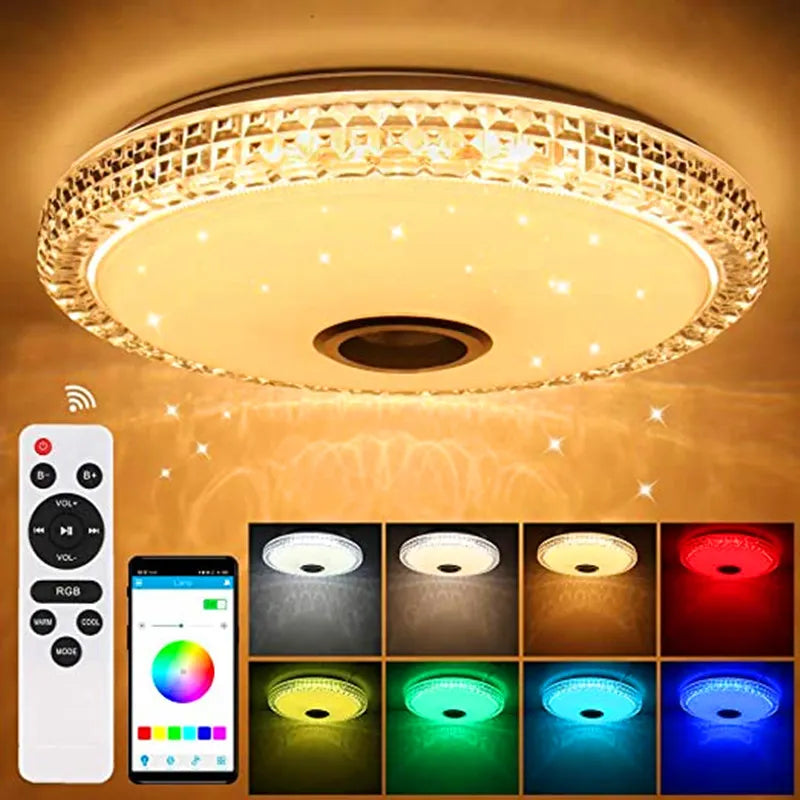 LED Ceiling Light with Smart App Control and Bluetooth Speaker - Modern Lighting for Your Living Room or Bedroom - 110/220V