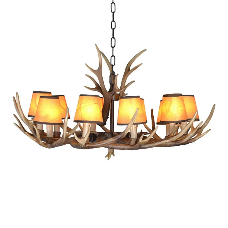 Retro Style Antler Resin Chandelier - Sweeping Gold Spray Paint Finish for Living and Dining Room Home Decor Lighting